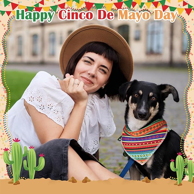 Paterr 100 Pieces Dog Bandanas Bulk Mexican Cinco De Mayo Pet Handkerchief Soft Dog Triangle Bibs Cute Adjustable Washable Pet Scarf Accessory for Small Medium Dogs Puppy Cats (Mexican Fiesta)