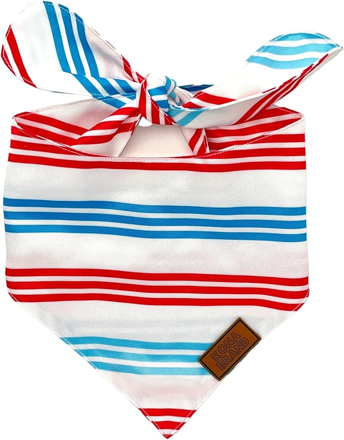 KonaBrandCo- Premium Handmade Dog Bandana | Dual Layered Silky Durable Polyester Fabric | Adjustable Fit Custom Shape- Won't Roll (Large, TUCKER)