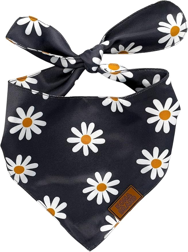 KonaBrandCo- Premium Handmade Dog Bandana | Dual Layered Silky Durable Polyester Fabric | Adjustable Fit Custom Shape- Won't Roll (Small, MIDNIGHT)