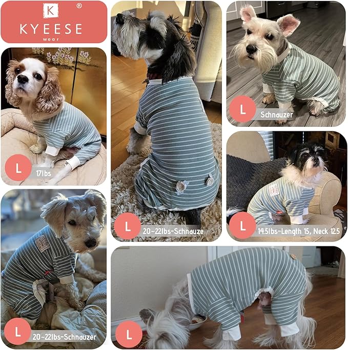 KYEESE Dog Pajamas Pjs Stretchable Dog Jumpsuit 4 Legs Strip PJS Hair Shedding Cover Good for Summer