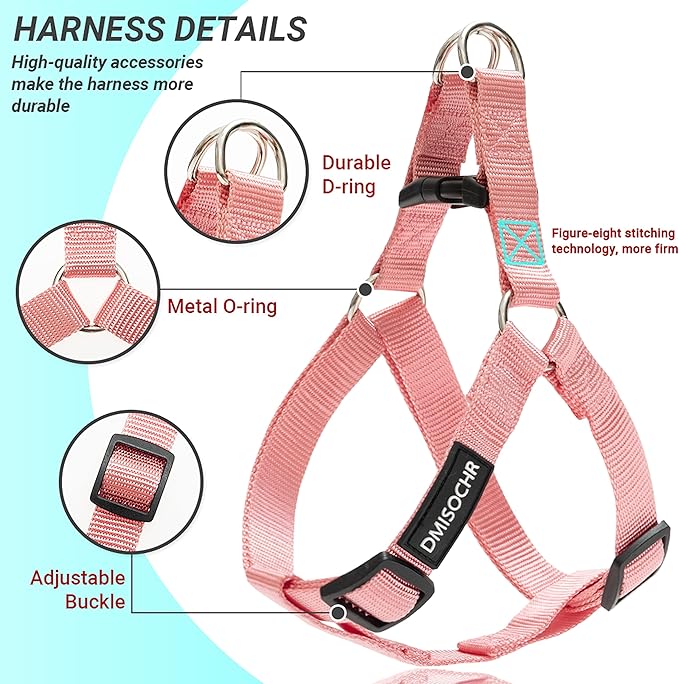 No Pull Dog Harness - Adjustable Step-in Harness & Leash Set for Small, Medium, Large Dogs - Escape Proof Soft Pet Harness for Walking, Training, Hiking, Outdoor Activities
