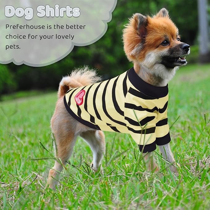 Dog Shirts for Medium Dogs Cats, Dog Striped T-Shirts Dog Vest Pet Apparel Tee Shirts Spring Summer Suitable for Small and Medium Large Pets French Bulldog Bichon, Beige M
