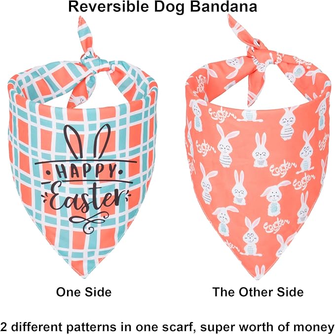 ADOGGYGO Easter Dog Bandana, Multiple Sizes Offered, Reversible Festival Pet Bandana Triangle Dog Scarf for Small Dogs Pets (Small, Easter)