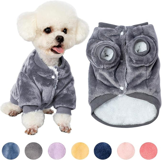 FabriCastle Dog Sweater, Dog Clothes XXS XS S M for Small Dogs Boy & Girl, Ultra Soft and Warm Cat Coat, Winter Pet Jacket, Doggy Apparel Costumes, Fleece Puppy Outfits Snap On (Gray, X-Small)