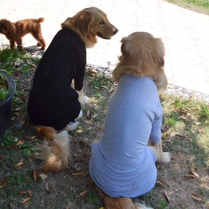 Lovelonglong Four Feet Dog Lightweight Pajamas, Pure Cotton Dog Jumpsuits 4 Legs Dog Onesies T-Shirt Stylish PJS Puppy Costume for Large Medium Small Dogs Black XXXL