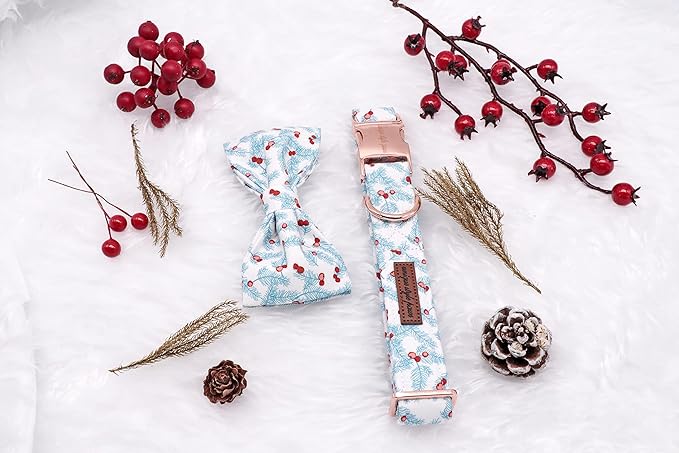 Unique style paws Christmas Dog Collar, Pet Collar Dog Bow tie Collar Gift for Girl or Boy Dogs, Adjustable Dog Collar for Large Dogs