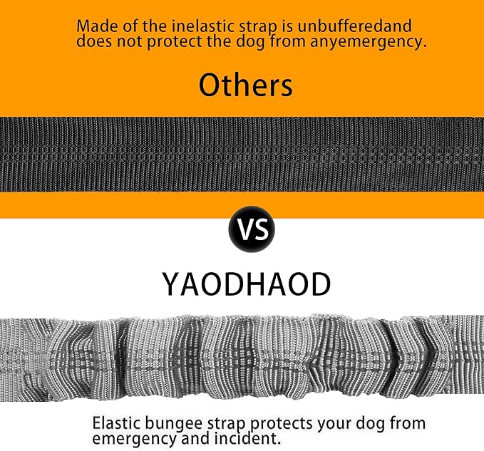YAOHDAO Dog Seat Belt Harness for Car, Restraint Adjustable with Elastic Bungee Buffer Headrest for Vehicle, 360° Swivel Carabiner Nylon Pet Safety Seat Belts Heavy Duty Car Harness for Dogs (Grey)