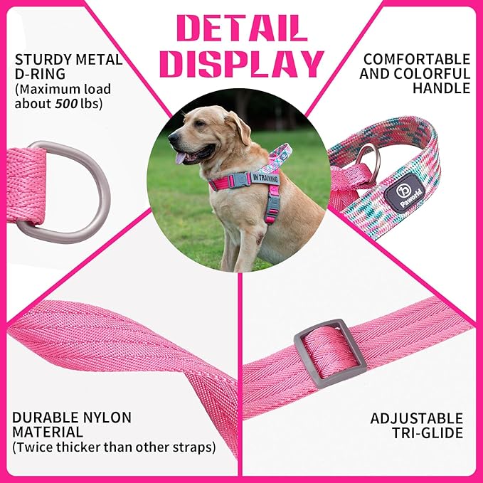 Service Dog Vest, No-Pull Service Dog Harness with 4 PCS Reflective Patches, Dog Vest Harness with Handle, Pet Harness for Small Medium Large Dogs in Training (Pink, XS)