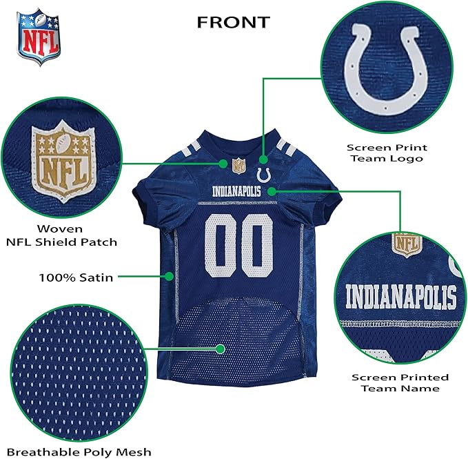 Pets First NFL Indianapolis Colts Dog Jersey, Size Large - Best Football Costume for Dogs & Cats - Licensed Shirt