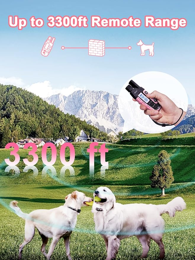 BOUSNIC Dog Shock Collar 2 Dogs (5-120Lbs) - 3300 ft Waterproof Training Collar for Dogs Large Medium Small with Rechargeable Remote, Beep (1-8) Vibration (1-16) and Humane Shock (1-99) Modes