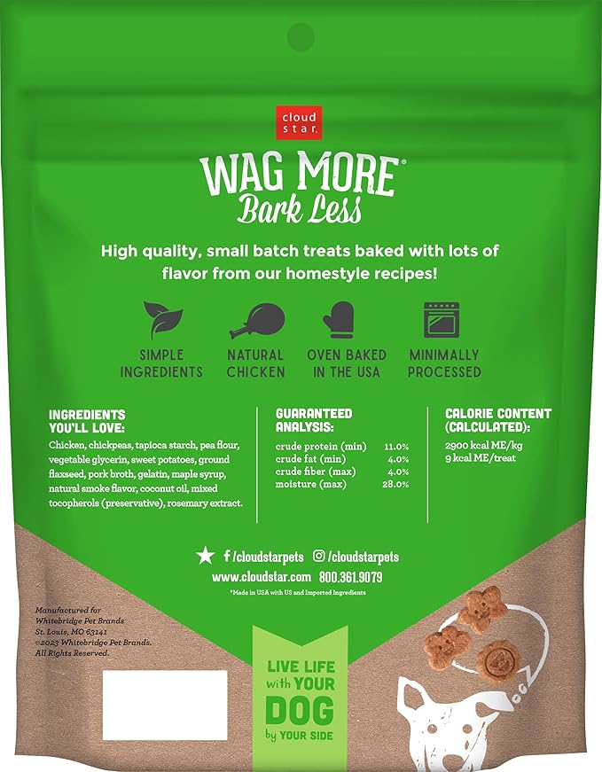 Cloud Star Wag More Bark Less Soft Chews Grain Free Dog Treats, Chicken & Sweet Potato, 5 oz. Pouch
