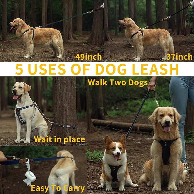 Dog Harness, No Pull Dogs Harness and Multi-Function Leash Set for Medium Dogs Easy Walk Everyday Adjustable Soft Dog Vest Harness Fashionable Dog Accessories Camouflage Blue-Button-M(16lb-35lb)