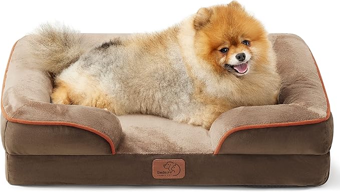 Bedsure Orthopedic Dog Bed for Small Dogs - Removable, Washable Cover and Bolster with Waterproof Lining and Nonskid Bottom
