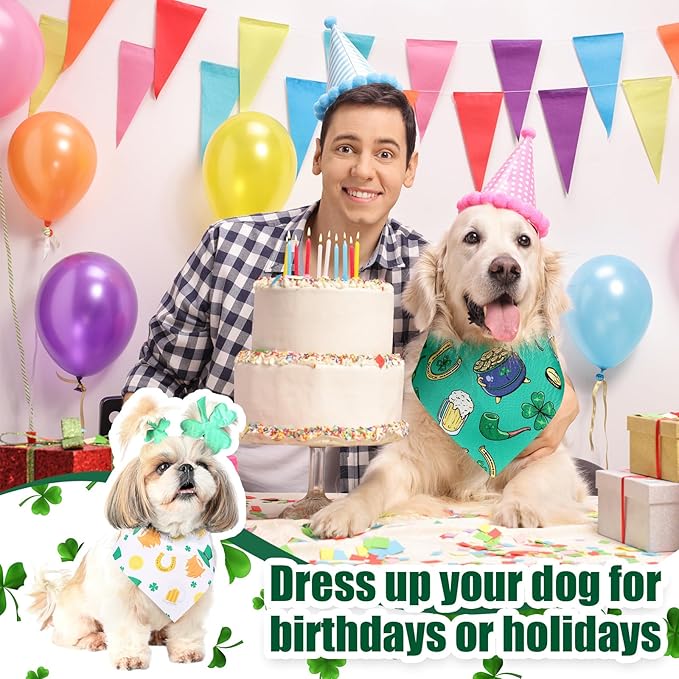 Aliceset 180 Pcs St Patrick's Day Dog Bandana Bulk Shamrock Bandanas for Dog Cute Pet Scarf Bibs Soft Triangle Scarf St Patrick Green Neckerchief for Boy and Girl, Small and Medium Pet