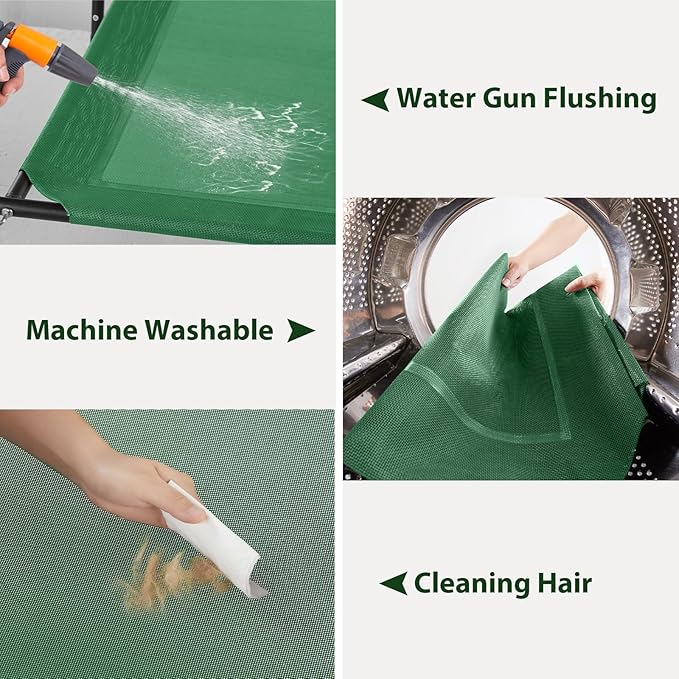 Cooling Elevated Dog Bed for Large Dogs – Waterproof Raised Dog Cot with Slope Headrest, Breathable Teslin Mesh, Durable & Portable Pet Bed for Indoor and Outdoor Use, Grey