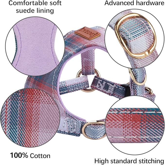 CHEDE No Pull Plain Pattern Dog Harness- Lightweight and Soft Dog Harness, Adjustable Small Dog Harness and Leash Set, with Dog Leash, Suitable for Puppy Small and Medium-Sized Dog