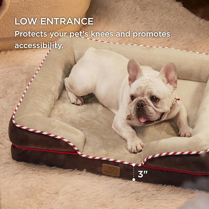 Bedsure Orthopedic Dog Bed for Medium Dogs - Waterproof Dog Sofa Beds Medium, Supportive Foam Pet Couch Bed with Removable Washable Cover, Waterproof Lining and Nonskid Bottom, Brown
