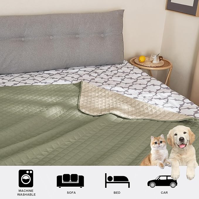 NICETOWN 100% Waterproof Dog Blanket Sofa Covers Couch Cover for Pets Cats Furniture Protector Dog Travel Bed Reversible Washable Mat for Car Floor, 82" W x 82" L, 1 Panel, Beige/Khaki