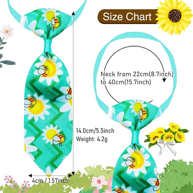 Floral Pet Bow Tie and Necktie Set Bulk 100pcs-Adjustable Dog Cat Costume Accessories for Weddings,Parties.Photo Shoots(Vibrant Flower Patterns)