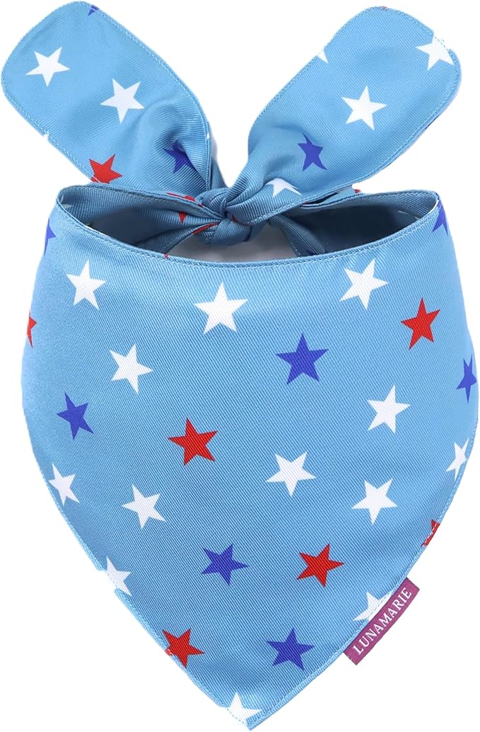 Luxury Pet Birthday Bandanas -Premium & Silky Poly Fabric | 100% Handmade | Custom Shape Dual Layered (Liberty, Medium)