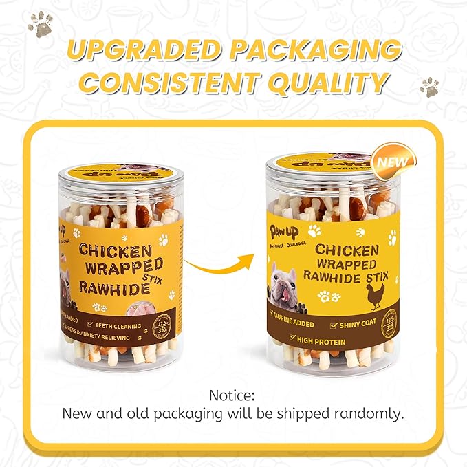 Dog Treats Chicken Wrapped Rawhide Sticks Long Lasting Dog Chews, Natural Snacks for Medium Large Dogs w/Taurine,12.5 oz