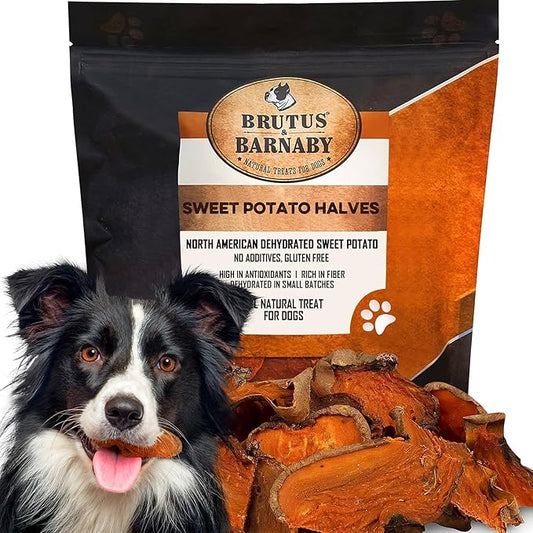 Sweet Potato Slices For Dogs - Half Slices, 14 oz - Single Ingredient Grain Free Dog Treats, Best High Anti-Oxidant Healthy 100% Natural Thick Cut Dried Sweet Potato Dog Treats, No Added Preservatives