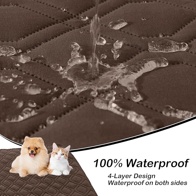hyha Waterproof Dog Bed Blanket, Soft Pet Blankets, Waterproof Couch Cover for Dogs, Reversible Sofa Covers Washable for Furniture (82x82 Inch, Chocolate/Dark Grey)