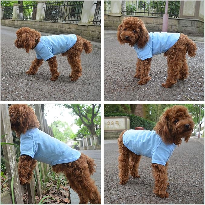 Lovelonglong Pet Clothing Dog Costumes Basic Blank T-Shirt Tee Shirts for Large Dogs Light-Blue XXXXL