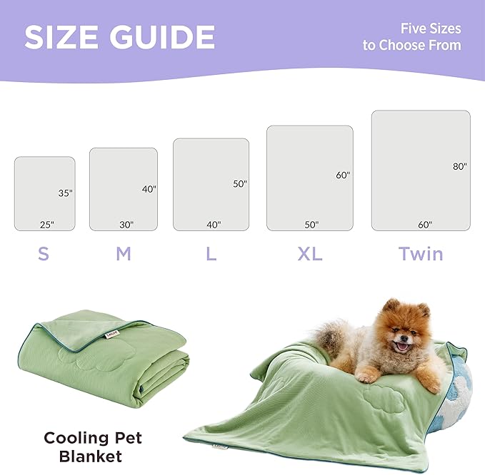 Lesure Premium Cooling Blankets for Extra Large Dogs - Washable Dog Cooling Throw Blanket with Q-MAX>0.4，Durable Self Cooling Pet Mat for Cat, Cooling Summer Blanket for Hot Weather, Green, 50x60