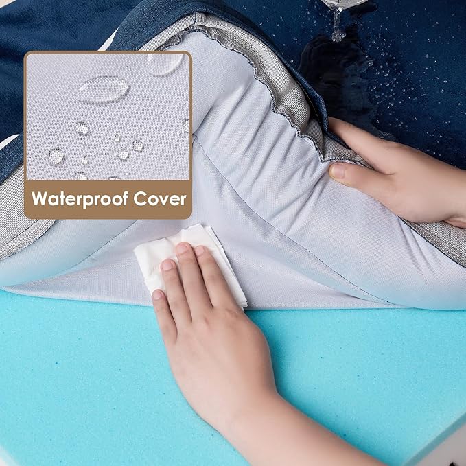 EHEYCIGA Orthopedic Dog Bed for Medium Dogs, Waterproof Memory Foam Medium Dog Beds with Sides, Non-Slip Bottom and Egg-Crate Foam Pet Couch Bed with Washable Removable Cover, Navy