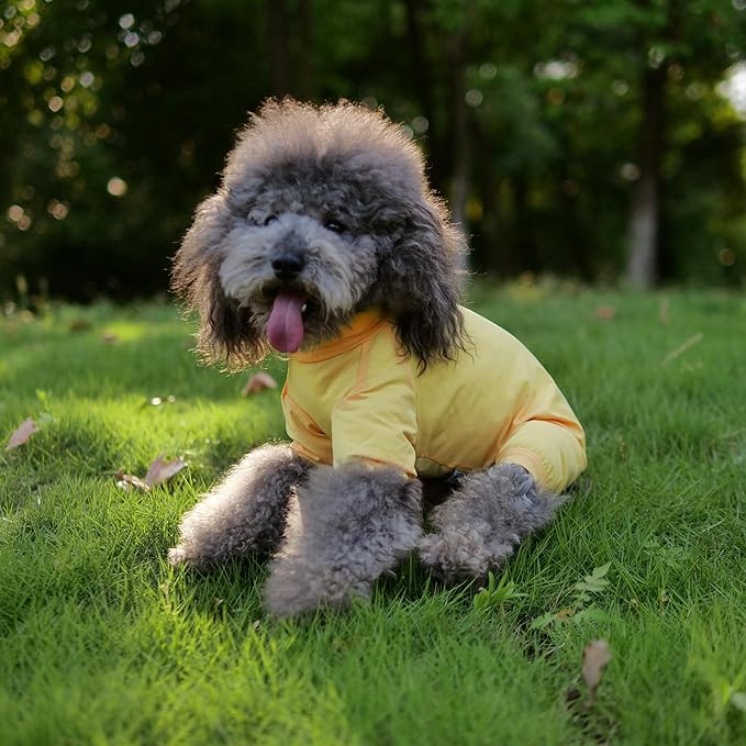 LoveLongLong Dog Jumpsuit with UV Protection and Quick-Dry Fabric for Spring Summer Pet Pajamas Yellow L