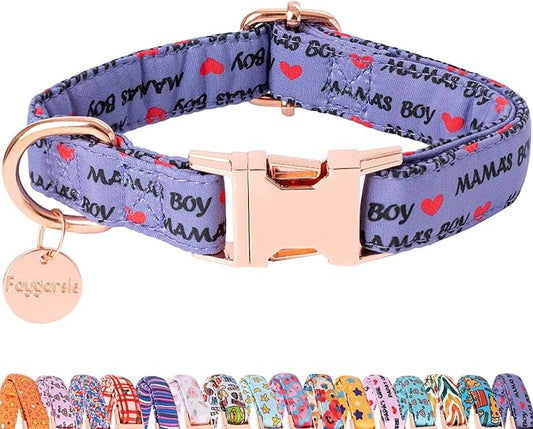 Faygarsle Purple Dog Collar for Small Medium Large Dogs Cute Puppy Collars for Male Dogs Letter Patterned Dog Collars for Summer Spring Wedding Puppy Necklace Boy Dog Collar XS