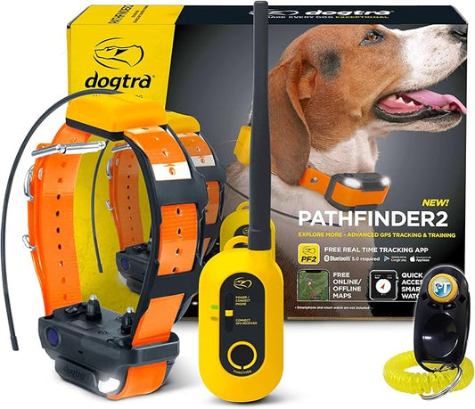 Dogtra Pathfinder 2 - Hunting Ecollar GPS Dog Training Collar with Remote, 9 Mile Range, Tracking & Containment for Medium & Large Dog Breeds, Electric GEO Fence Tracker, Stimulation, Vibration, Tone