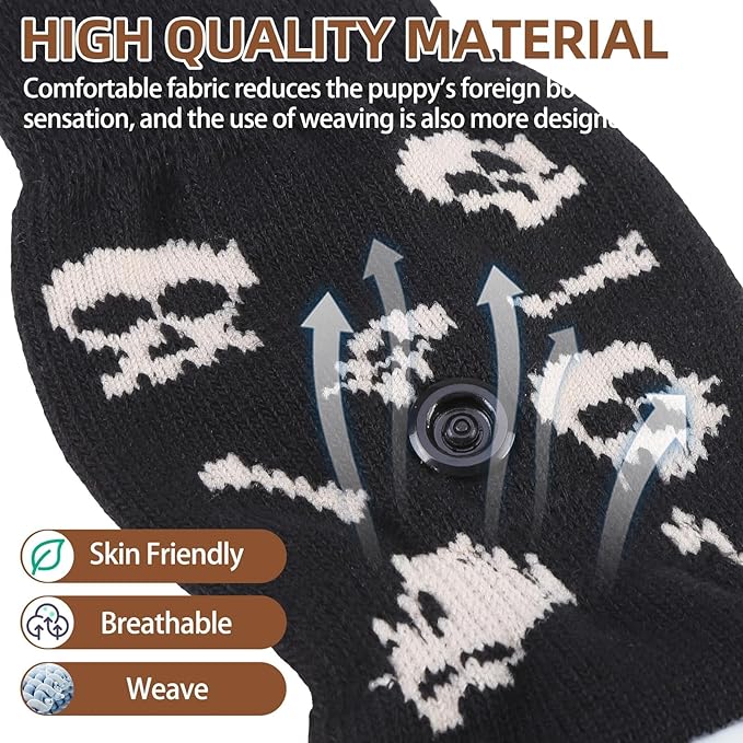 PUPTECK Non-Slip Dog Socks Double Sides Grips for Hardwood Floors Prevents Licking, Dog Shoes for Hot Pavement Booties for Senior Small Medium Large Dogs