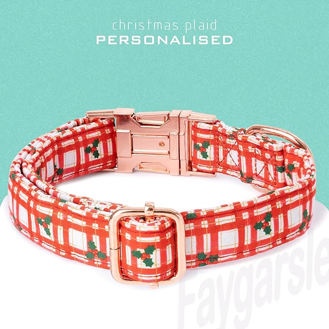 Faygarsle Christmas Red Plaid Pattern Dog Collar for Small Medium Large Dogs Cute Puppy Collars for Female Dogs for Summer Spring Wedding Necklace Girl Dog Collar XS