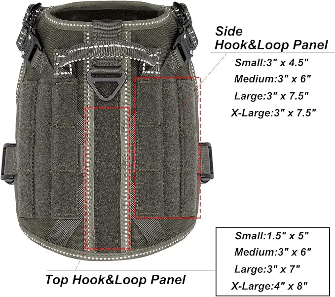 ICEFANG Tactical Dog Harness, Small Size,2X Metal Buckle,Working Dog MOLLE Vest with Handle,No Pulling Front Leash Clip,Hook and Loop Panel