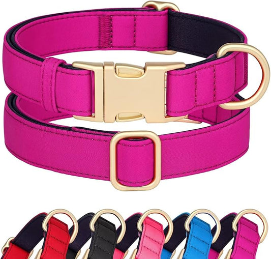 Didog Soft Padded Dog Collar for Large Dogs, Waterproof and Durable Pet Collar with Quick Release Buckle, Light and Breathable for Daily Walking,Rose Purple,L(Neck:15-23")