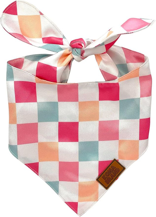 KonaBrandCo- Premium Handmade Dog Bandana | Dual Layered Silky Durable Polyester Fabric | Adjustable Fit Custom Shape- Won't Roll (Medium, SASSY)