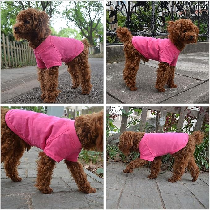 Lovelonglong Pet Clothing Dog Costumes Basic Blank T-Shirt Tee Shirts for Medium Dogs Rosered XXL