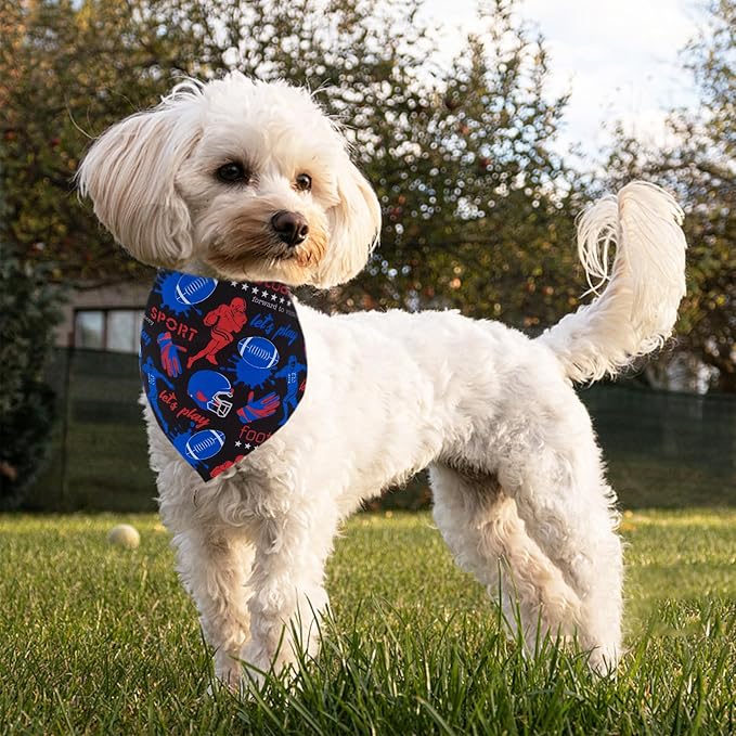 7 PCS Football Dog Bandanas for Small Dogs Kittens 18 Inch American Football Dog Bandanas for Puppy Doggy XS Football Scarves for Game Day Grooming S
