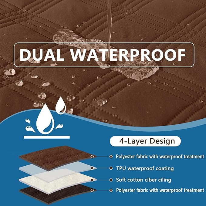 hyha Waterproof Dog Blanket, Reversible Pet Bed Blanket, Soft Sofa Couch Cover for Dogs Washable, Waterproof Pet Couch Covers for Sofa Puppy Cats Furniture Protector(52"x82", Brown/Chocolate)