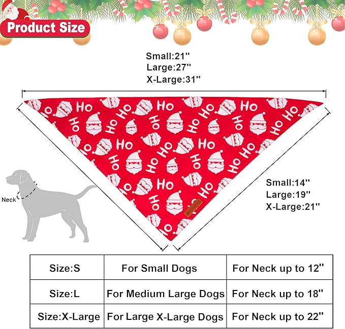 ADOGGYGO Christmas Dog Bandanas 2 Pack, Santa Tree Puppy Christmas Scarf Bib, Premium Durable Fabric, Pet Holiday Bandanas for Small Dogs (Small)