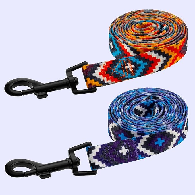 CollarDirect Aztec Dog Leash Nylon Tribal Pattern Cat Pet Leashes for Small Medium Large Dogs Puppy Lead 5 FT Long for Walking (Pattern 3, M, New)