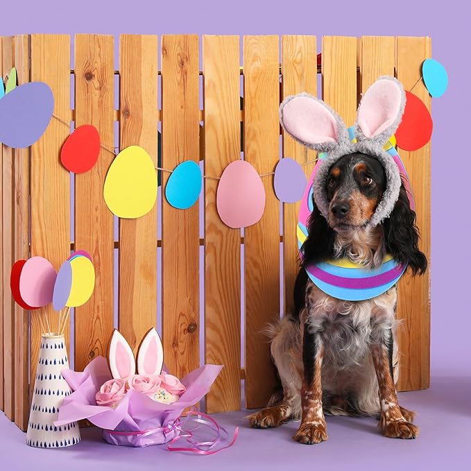 Cute Easter Dog Costume Adjustable Egg Dog Shaped Hat Headwear for Easter Party Pets Cats Festive Bunny Ears Decorative Accessory for Puppy Holiday Dress up(Small)