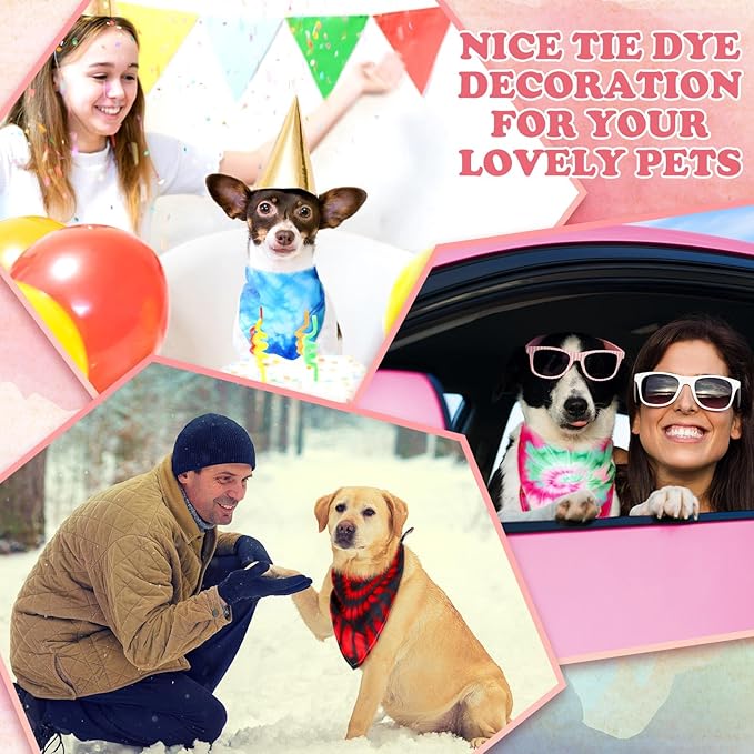 50 Pcs Dog Bandanas Bulk Pet Bibs Colorful Triangle Scarf Pet Bandanas for Medium Large Dogs Spring Summer Birthday Costume Decoration (Tie Dye)