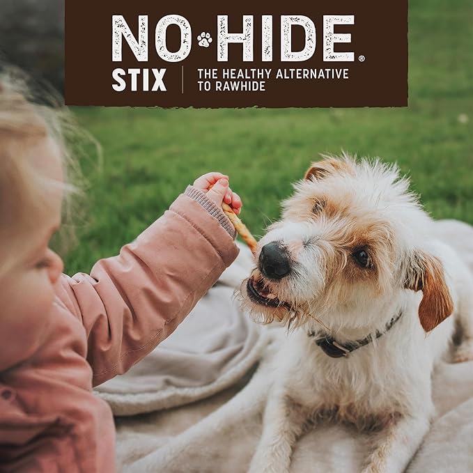 Earth Animal No Hide Stix Chicken Flavored Natural Rawhide Free Dog Chews Long Lasting Chew Sticks | Treats for Small Dogs and Cats | Great for Aggressive Chewers | 90 Count