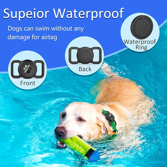 SANKALA Airtag Dog Collar Holder, [1 Pack] Waterproof Dog Airtag Holder, Silicone Full Body Covered Anti-Lost Protective Apple Air Tag Holder for Pet Collar - Fits All Width Collars, Black