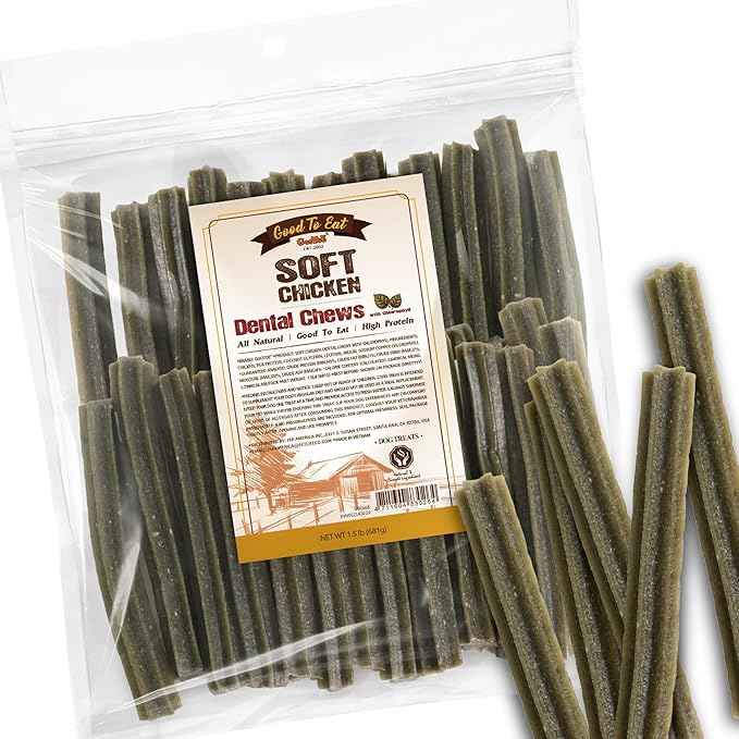 Gootoe Soft Chicken Dental Chews with Chlorophyll 1.5 lb, All Natural, Hypoallergenic & Grain-Free, High-Protein, Healthy & Easily Digestible, Soft Texture, Resealable