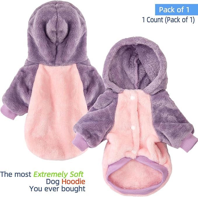 FabriCastle Dog Hooded Sweater, Dog Clothes for XXS XS Small Dogs Girl & Cats, Soft and Warm Pet Coat, Winter Pet Jacket, Doggy Apparel Costumes, Puppy Outfits Snap On Hoodies (Pink Body, XX-Small)
