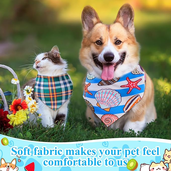 72 Pcs Boy Dog Bandanas Bulk Summer Triangle Scarf Colorful Cat Bibs Puppy Scarf Paw Pet Bandanas for Puppy Cat Birthday Party Costume